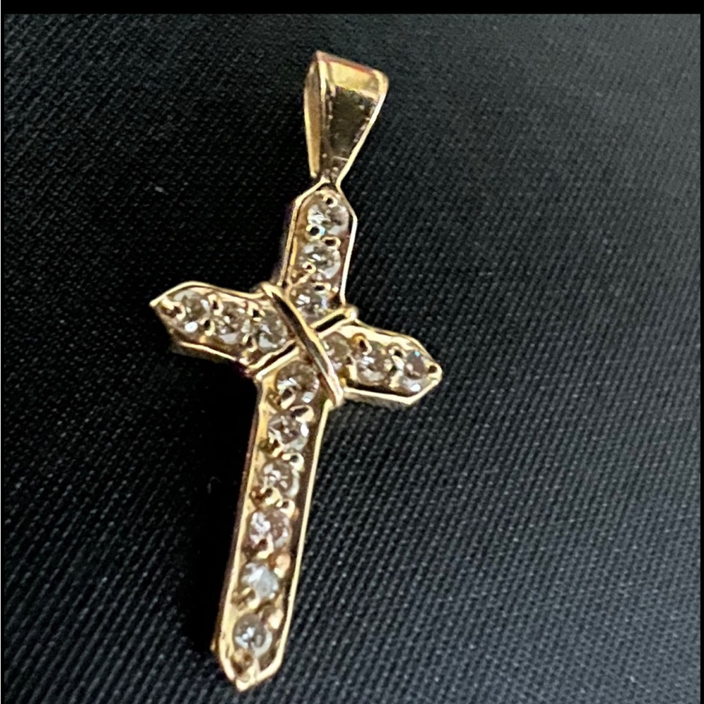 👑✅PRICE FIRM✅ Genuine Diamond 14kt Solid Gold Cross Pendant - Picture 5 of 10